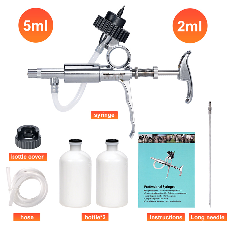 Veterinary Syringe Gun - 2ml/5ml Injektor Unggas Otomatis Dengan Aksesori
